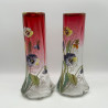 Legras Mont Joye a Pair Enamelled Glass Vases Decorated With Pansies