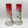 Legras Mont Joye a Pair Enamelled Glass Vases Decorated With Pansies