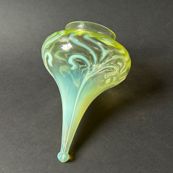 Arts and Crafts John Walsh Walsh Vaseline Glass Ceiling Lamp with Peacock Heather Pattern
