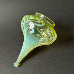 Arts and Crafts John Walsh Walsh Vaseline Glass Ceiling Lamp with Peacock Heather Pattern