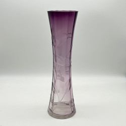 Moser Karlsbad Glass Vase Hand Cut Engraving with Tulips