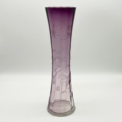 Moser Karlsbad Glass Vase Hand Cut Engraving with Tulips