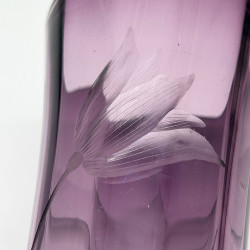 Moser Karlsbad Glass Vase Hand Cut Engraving with Tulips