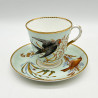Royal Worcester Porcelain Cup and Saucer, Hand Painted with Birds, insects and Plants