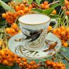 Royal Worcester Porcelain Cup and Saucer, Hand Painted with Birds, insects and Plants
