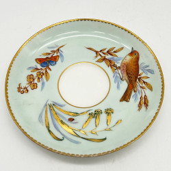 Royal Worcester Porcelain Cup and Saucer, Hand Painted with Birds, insects and Plants