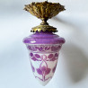Saint Louis Cameo Glass Ceiling Lamp, White Ground Acid Etched Overlaid with Plant Pattern