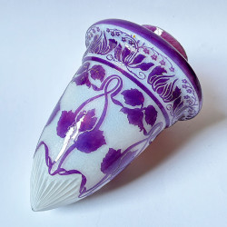 Saint Louis Cameo Glass Ceiling Lamp, White Ground Acid Etched Overlaid with Plant Pattern