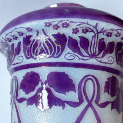 Saint Louis Cameo Glass Ceiling Lamp, White Ground Acid Etched Overlaid with Plant Pattern