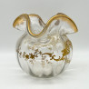 Legras Mont Joys Glass Vase Gold Gilded  with Pattern and Flower Garland