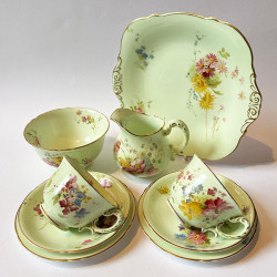 Royal Worcester Porcelain Part Tea Service Hand Painted Flowers