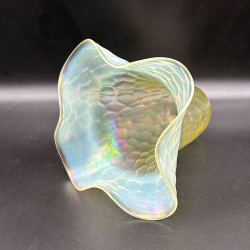 Vaseline Glass Lamp Shade with Hammering Effect and Iridescent