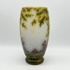 Daum Freres Landscape Glass Vase, Cameo, Enamelled and Vitrified with Trees