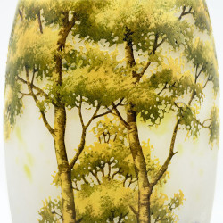 Daum Freres Landscape Glass Vase, Cameo, Enamelled and Vitrified with Trees