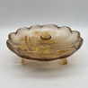 French Art Nouveau Legras Mont Joys  Japanism Glass Dish with Three Foot Decorated Bamboo and a Bird
