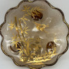 French Art Nouveau Legras Mont Joys Japanism Glass Dish with Three Foot Decorated Bamboo and a Bird