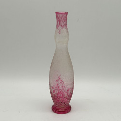 Old Baccarat Eglanthier Pink Cameo Glass Vase with Floral Design