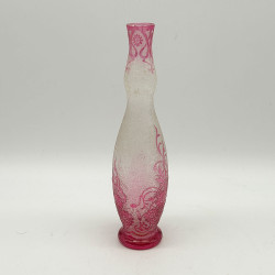 Old Baccarat Eglanthier Pink Cameo Glass Vase with Floral Design