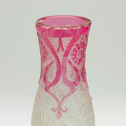 Old Baccarat Eglanthier Pink Cameo Glass Vase with Floral Design