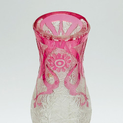 Old Baccarat Eglanthier Pink Cameo Glass Vase with Floral Design