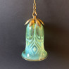 Arts & Crafts John Walsh Walsh Vaseline Glass Shade with Peacock Feathers Pattern