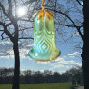 Arts & Crafts John Walsh Walsh Vaseline Glass Shade with Peacock Feathers Pattern