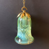 Arts & Crafts John Walsh Walsh Vaseline Glass Shade with Peacock Feathers Pattern
