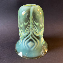 Arts & Crafts John Walsh Walsh Vaseline Glass Shade with Peacock Feathers Pattern