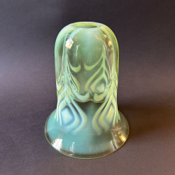 Arts & Crafts John Walsh Walsh Vaseline Glass Shade with Peacock Feathers Pattern