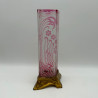 Art Nouveau Baccarat Cameo Glass Japanism Vase with Metal Base