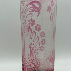 Art Nouveau Baccarat Cameo Glass Japanism Vase with Metal Base