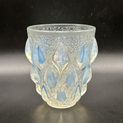 Rene Lalique Clear and Opalescent Glass Rampillion Vase