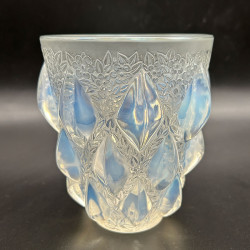 Rene Lalique Clear and Opalescent Glass Rampillion Vase