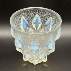 Rene Lalique Clear and Opalescent Glass Rampillion Vase