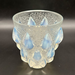 Rene Lalique Clear and Opalescent Glass Rampillion Vase