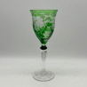 Steven and Williams Green Overlay on Clear Cut Wine Glass with Grape and Vine Design