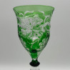 Steven and Williams Green Overlay on Clear Cut Wine Glass with Grape and Vine Design