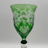 Steven and Williams Green Overlay on Clear Cut Wine Glass with Grape and Vine Design