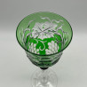 Steven and Williams Green Overlay on Clear Cut Wine Glass with Grape and Vine Design