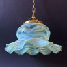James Powell & Sons Arts & Crafts Vaseline Glass Ceiling Lamp with Pattern