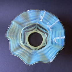 James Powell & Sons Arts & Crafts Vaseline Glass Ceiling Lamp with Pattern
