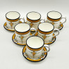 Minton Porcelain Six  Demitasse Set,  Hand Painted Rose Garlands with Enameled Leave