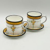 Minton Porcelain Six  Demitasse Set,  Hand Painted Rose Garlands with Enameled Leave