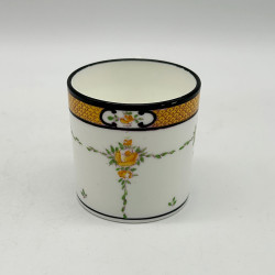 Minton Porcelain Six  Demitasse Set,  Hand Painted Rose Garlands with Enameled Leave