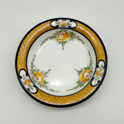 Minton Porcelain Six  Demitasse Set,  Hand Painted Rose Garlands with Enameled Leave