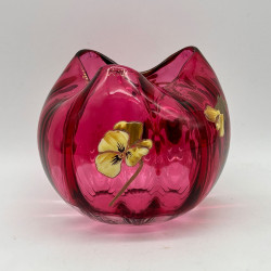 Legras Mont Joys Glass Vase, Enameled with Pansies