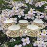 Dresden Set of Five Cups and Saucers, Hand Painted with Garlands