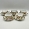 Dresden Set of Five Cups and Saucers, Hand Painted with Garlands