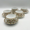 Dresden Set of Five Cups and Saucers, Hand Painted with Garlands