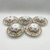 Dresden Set of Five Cups and Saucers, Hand Painted with Garlands